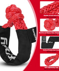 Two Pack One Half Inch By Twenty Two Inch Synthetic Soft Shackle Rope With Winch Ring For Road Recovery 56000 Lb