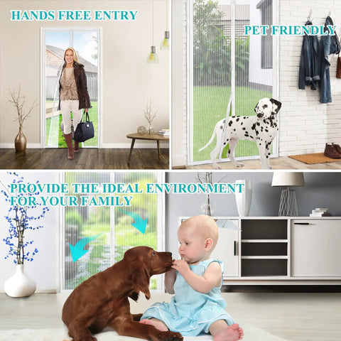 Upgraded Magnetic Screen Door With 36 Strong Magnets, Heavy Duty Mesh, Hands Free Entry For Pets, Fits Doors Up To 38x82 Inches