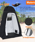 Pop Up Privacy Shower Tent For Camping And Beach With Portable Toilet And Dressing Room, Extra Tall UPF 50 Plus, Black Design