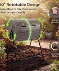 Dual Chamber 37.5 Gallon Rotating Compost Tumbler With Locking Doors No Fuss BPA Free Outdoor Bin for garden use.