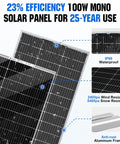 Backyard Ready Solar And Wind Generator Kit 600W With Dual Bifacial Panels And Quiet 400W Turbine, 100W mono solar panel, waterproof, durable.