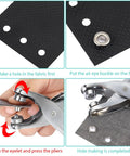 DIY Grommet Eyelet Pliers Kit With 300 Metal Eyelets For Belts Shoes Clothes And Leather Projects - tool in action on fabric