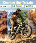 Rider on Electric Fat Tire Bike For Adults With 1500W Peak Motor Off Road Ebike 48V 15Ah Removable Battery over rocky terrain