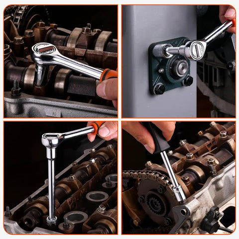 Heavy Duty Carbon Steel Socket Set With One Quarter Inch And Three Eighths Inch Drive in automotive repair usage scenes