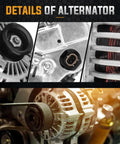Close-up and side views of Beefed Up Alternator Replacement Compatible With Dakota 3.7L 2004 Through 2006, alternator details.