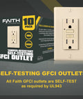 15A GFCI Outlet With LED Indicator And Self Test, Kid Safe Tamper Resistant GFI Duplex Receptacles ETL Listed Includes Wall Plate Ground Fault Protection 10 Pack Ivory packaging and single outlet