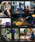 Premium 520 Piece First Aid Kit Large Emergency Medical Kit for Car Home Travel Camping Hiking Backpack And School Purple Color in various emergency scenarios.