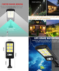 Solar Powered Motion Sensor Outdoor Lights 6000 Lumens LED IP67 Waterproof Wall Lights With Remote Control in various settings