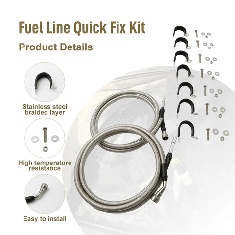 Professional Heavy Duty Flexible Stainless Steel Braided Fuel Line Fits Gmc Sierra 1500 Classic And Chevy Silverado 2004 To 2007 Knuckle Buster Replacement Hose with installation hardware