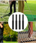Collage of 4 Pack Carbon Fiber Golf Club Extensions Set 0.55 Inch Small End And 0.595 Inch Thick End, golfers using clubs.