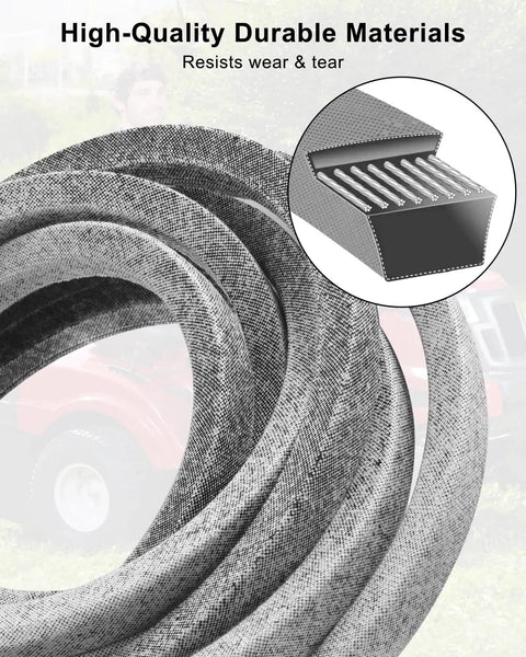 Beefed Up Kevlar Aramid V Belt for 46 Inch Deck Mowers and Lawn Tractors, close-up of internal aramid fibers and texture