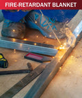 Two Pack 4x6 Ft Welding Blankets, Beefy Heavy Duty Fiberglass Heat Resistant Fabric That Withstands Up To 1022F in use during welding