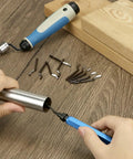 Pro Grade Hand Deburring Tool Kit With 10 Rotary Blades And Countersink Blade for Wood Plastic Aluminum and Steel in use