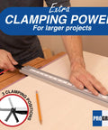 Twenty Four Inch Dead Straight Aluminum Rail Guide And Heavy Duty Clamp for Lightning Fast Circular Saw Cuts, shown attached to plywood.