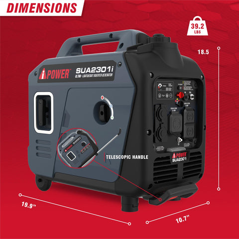 Portable Inverter Generator 2300W For RVs Camping Tailgating And Home Backup Quiet 52 dB EPA CARB Compliant 80cc OHV Engine Lightweight