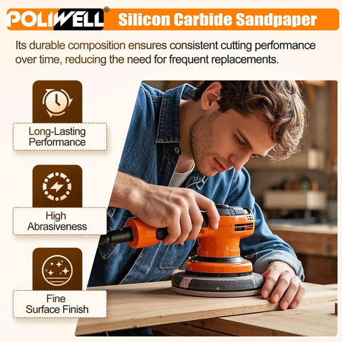 6 Inch 1500 Grit Waterproof Hook And Loop Sanding Discs Set, Heavy Duty Silicon Carbide Round Flocking Sandpaper For Wet Or Dry Sanding, Workhorse Grinder Polishing Accessories, 20 Pack