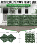 Artificial Ivy Privacy Fence Wall Screen 120 By 40 Inches 12 Pack Of 20 By 20 Inch Panels installed on outdoor fence