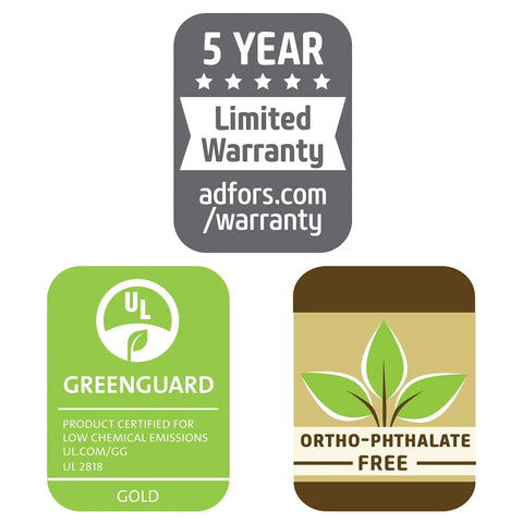 5-year limited warranty, Greenguard Gold certified, ortho-phthalate-free labels for Charcoal Screen Repair Kit For 36 By 84 Inch Windows And Doors With Spline Tool And 0.140 Inch Spline DIY Mesh Fix Bundle Fiberglass Screen Repair Set Durable Easy To Install Perfect For Home Window And Door Screens.