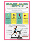 Five Poster Healthy Lifestyles Set For Health Classrooms, Healthy Active Lifestyle poster, 12x18 inches, runner on treadmill