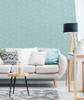 Blue Aqua Poplin Texture Peel And Stick Wallpaper For Smooth Surfaces, Repositionable And Removable With No Residue in living room