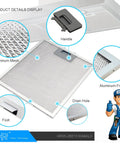 Upgraded W10169961A Universal Fit Aluminum Range Hood Filter Replacement 10.5x12 Inch Mesh Grease Filter product features detailed