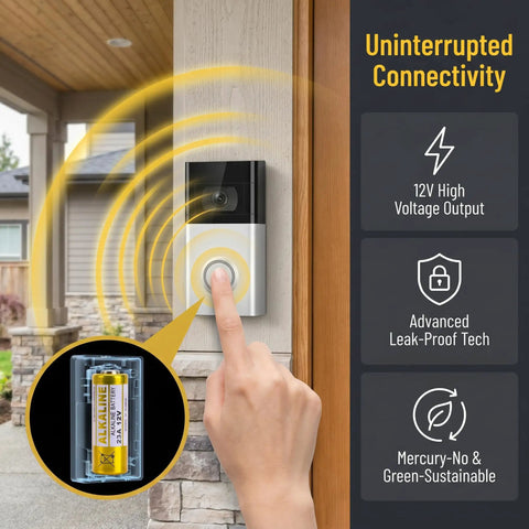 Top Tier 23A 12 Volt Alkaline Battery 5 Pack Heavy Duty Power For Remotes Garage Openers And Key Fobs activated in doorbell.