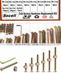 Assorted Crib Screws And Barrel Nuts Replacement Kit Fits Delta Graco Cribs 32 Piece Heavy Duty zinc plated hardware set with various sizes.