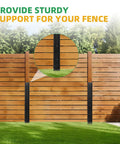 Heavy Duty Fence Post Repair Kit With Galvanized Steel Stabilizers and Rust Resistant Yard Boosters stabilizing a wooden fence.