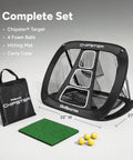 Complete set of Chipster PRO Golf Chipping Net For Indoor And Outdoor Practice With Pop-Up Target, Hitting Mat, Balls, Case.