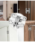 Installation of Hidden Door Hinge Set Six Pack Cross 180 Degree Concealed Stainless Steel Hinges on various cabinets and doors.