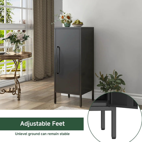Beefy Heavy Duty 39.5 Inch Metal Storage Cabinet With Magnetic Door Featuring 3 Compartments And 2 Adjustable Shelves
