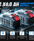 Dual 4Ah batteries on circuit board for Cordless Four And A Half Inch Brushless Angle Grinder With Dual 4Ah Batteries And Charger, Nine Thousand RPM, Adjustable Three Speed For Metal Cutting Grinding Polishing And Rust Removal, Long Lasting Motor No Cord Hassle