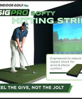 Golfer using Replaceable Indoor Golf Hitting Strip Kit with dope real fairway feel on Teeline turf for simulators and home setups.