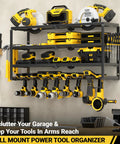 4 Layer Power Tool Organizer Wall Mount With Charging Station 32 Inch Cordless Drill Rack Battery Tools Holder Shelf for garage