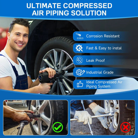 Shop Air Line Kit 100 Ft 1/2 Inch For Garage Rapid Air System With Durable HDPE Aluminum Piping Leak Proof Easy Install demonstration