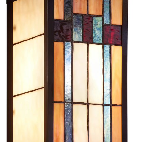 Detail of stained glass panels on Art Deco Stained Glass Outdoor Wall Light Fixture For Home Exterior Dope Curb Appeal Large