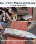 High Performance Heavy Duty 72 Inch Ceramic Sanding Belts Solid Six Piece Assorted Grit Bundle 36 60 80 120 used for knife making and metal stock removal.
