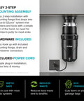 1/2-Horsepower Continuous-Feed Garbage Disposal With Ultra-Quiet Motor installed under sink, ABS housing, power cord visible