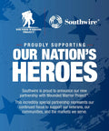 Announcement image with logos of Wounded Warrior Project and Southwire, highlighting partnership to support veterans.