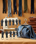 Six Piece Black Universal Zipper Repair Kit With Instant Fix Sliders Teeth And Replacement Zippers on table with bag