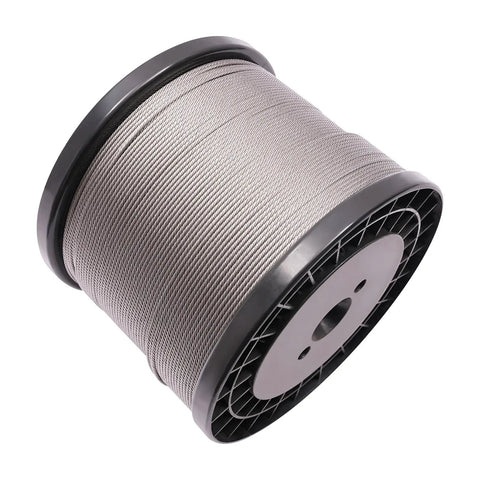 Beefy 1/8 Inch T316 Stainless Steel Deck Cable Railing Kit spool with 7x7 aircraft wire rope, weatherproof, 1500 ft roll