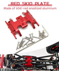 Red anodized aluminum skid plate with screws and 1.27mm driver for Aluminum High Clearance Chassis Links And Steering Links Set.