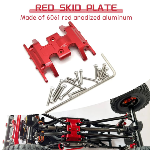 Red anodized aluminum skid plate with screws and 1.27mm driver for Aluminum High Clearance Chassis Links And Steering Links Set.