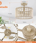 Wood Beaded Boho Ceiling Light Fixture With 2 Light E26 Socket Semi Flush Mount Chandelier dimension details