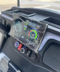 Dashboard view of White 6 Passenger 4+2 Seater Electric Golf Cart With 48V 150Ah Lithium Battery And One Click Start.