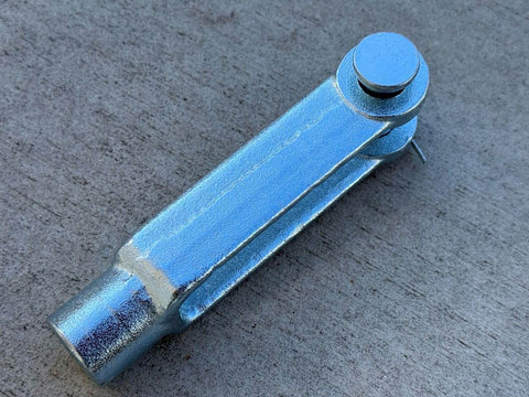Beefy 5/8-18 Adjustable Yoke End With Galvanized Threaded Clevis, Pins Included, Built For Heavy Duty Lifting And Rigging