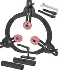 Woodturning Steady Rest For Twelve Inch, Fourteen Inch, And Sixteen Inch Swing Lathe tool with pink wheels and adjustable arms