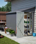 Lean To Metal Shed 4x8 Outdoor Storage Unit For Backyard Garden Patio, Weatherproof Galvanized Steel Walls, Rust Resistant Moisture Proof
