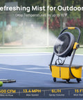 Cordless Misting Fan With 11L Tank Rechargeable Battery And 12 Inch Blade Delivers 15 Foot Mist Range For Backyard Cooling