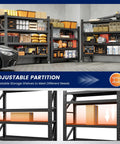 Super Beefy 4 Tier Rolling Garage Shelving Rack With Wheels For Heavy Duty Mobile Storage And Multipurpose Home Setup Easy Adjustable Layer Rows showcasing adjustable shelves in a garage setting.